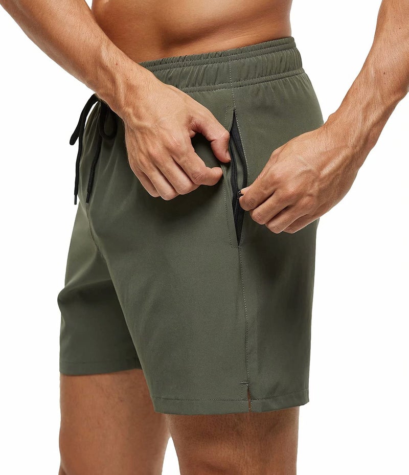 Tyhengta Men's Stretch Swim Trunks Quick Dry Beach Shorts with Zipper Pockets and Mesh Lining ArmyGreen 34 - Image 5